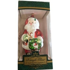 Kurt S. Adler Kringle Glass Santa Ornament in Box 6.25" Tall